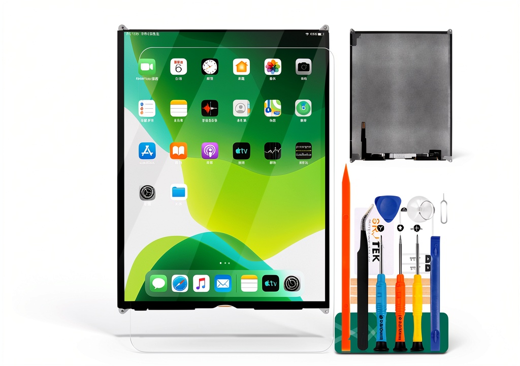 Installing iPad LCD Replacement SRJTEK 10.2 Inch Display on a wooden desk