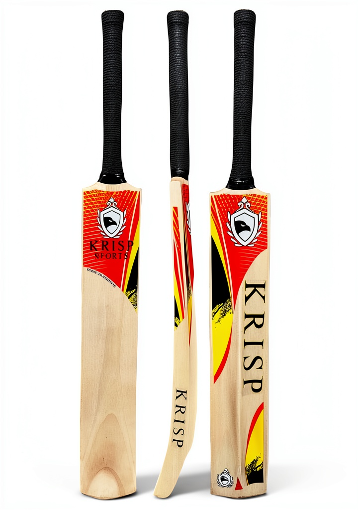 Krisp Beauty cricket bat being used on a grass pitch